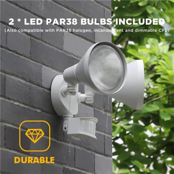 1800LM LED Motion Sensor Light Outdoor, Dual-Head Security Light, 3000K - Picture 3 of 8